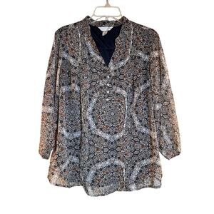 CHRISTOPHER & BANKS Women’s Paisley Lined Long Sleeve Top / Size: XL